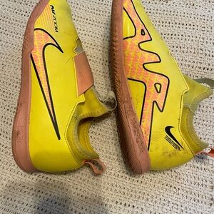 Nike Kids Yellow and Pink Air Zoom Mercurial indoor soccer shoes